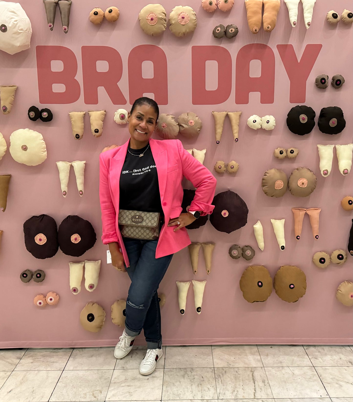 Our CEO/Founder rocking our orignal IDK T-shirt at a breast cancer event