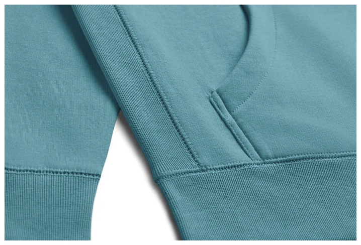 IT'S ALL IN THE DETAILS! Our certified organic, ultra-soft cotton hoodies feature a 4" wide, double-folded, flat-knit side ribbing for added flexibility. 