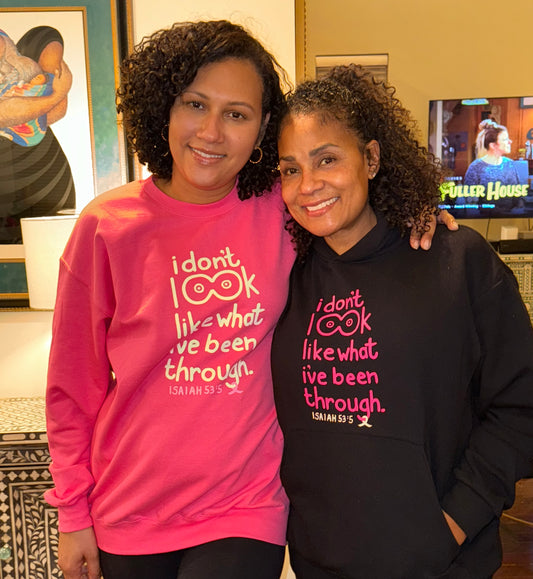 Lisa and Tara wearing Pink Crew and Black Hoodie