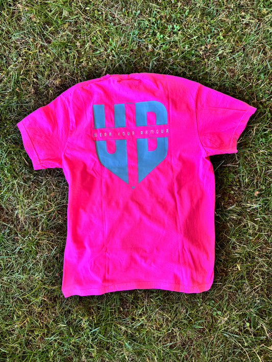 God made me. JERSEY raised me. Short sleeve T-shirt ✨NEW!✨ (Jersey Shore Neon Pink)